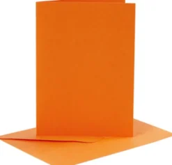 Kort Og Kuverter - 10,5X15 CM - 11,5X16,5 CM - Orange - 6 Sæt
