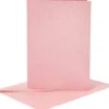 Kort Og Kuverter - 10,5X15 CM - 11,5X16,5 CM - Perlemor Rosa - 4 Sæt