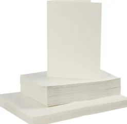 Kort Og Kuverter - 10,5X15 CM - 11,5X16,5 CM - Råhvid - 50 Sæt