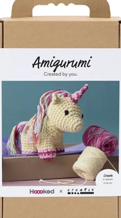 Kreativt Sæt Med Amigurumi - Enhjørning - Regnbuefarver