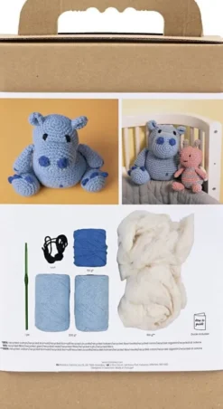 Kreativt Sæt Med Amigurumi - Flodhest - Blå - Lyseblå