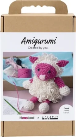 Kreativt Sæt Med Amigurumi - Får - Pink - Offwhite