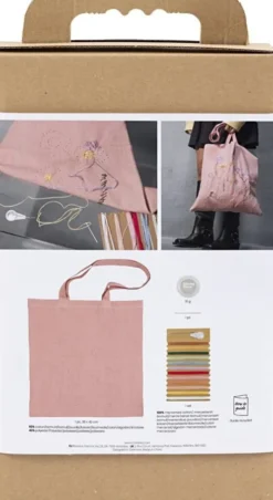 Kreativt Sæt Med Broderi - Mulepose - Soft Rose