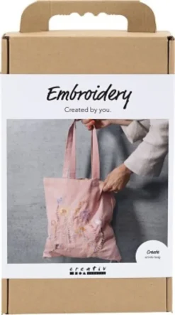 Kreativt Sæt Med Broderi - Mulepose - Soft Rose