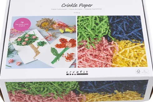 Krøllede Papirstrimler - L 25-30 CM - B 3 MM - Blå - Mørk Grøn - Pink - Gul - 4X50 G