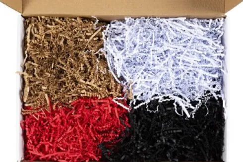 Krøllede Papirstrimler - L 25-30 CM - B 3 MM - Sort - Brun - Rød - Hvid - 4X50 G