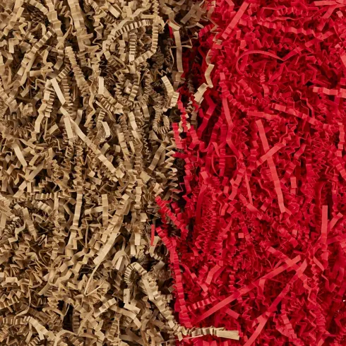 Krøllede Papirstrimler - L 25-30 CM - B 3 MM - Brun - Rød - 2X50 G
