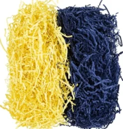 Krøllede Papirstrimler - L 25-30 CM - B 3 MM - Mørk Blå - Gul - 2X50 G