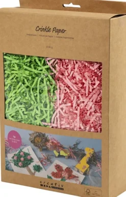 Krøllede Papirstrimler - L 25-30 CM - B 3 MM - Mørk Grøn - Pink - 2X50 G