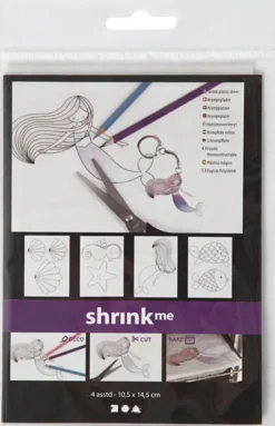Krympeplast Med Motiver - Havfrue - 10,5X14,5 CM - Tykkelse 0,3 MM - Mat Transparent - 4 Ark