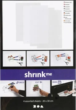 Krympeplast - 20X30 CM - Tykkelse 0,3 MM - Blank Transparent - Mat Transparent - Mat Hvid - 4 Ark