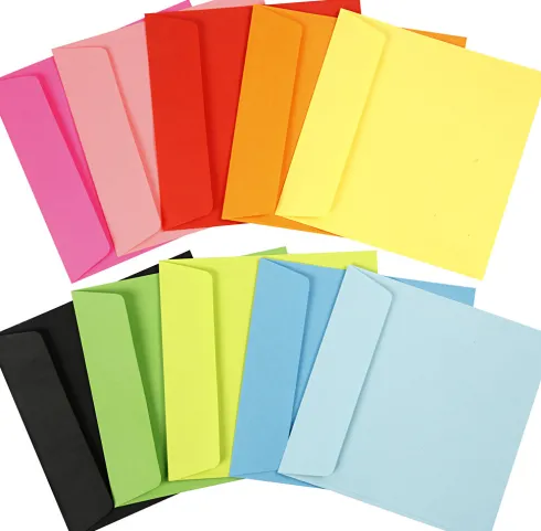 Kulørte Kuverter - Kuvert Str. 16X16 CM - 80 G - Assorterede Farver - 10X10 Stk