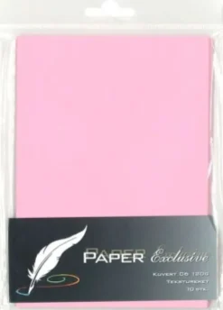 Kuvert C6 120G Lyserød Tekstureret 10Stk. - 959 - Paper Exclusive