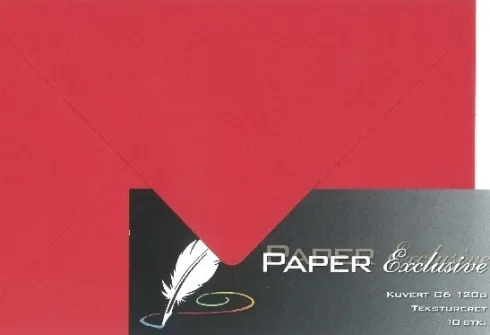 Kuvert C6 120G Rød Tekstureret 10Stk. - 918 - Paper Exclusive