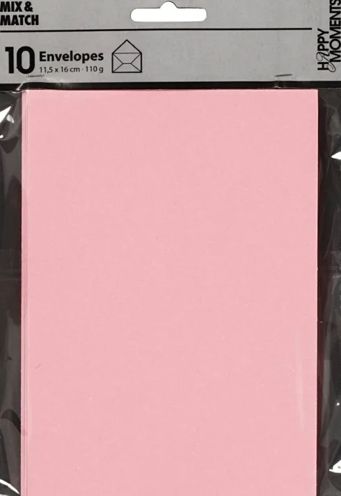 Kuvert - Kuvert Str. 11,5X16 CM - 110 G - Lyserød - 10 Stk