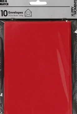 Kuvert - Kuvert Str. 11,5X16 CM - 110 G - Rød - 10 Stk