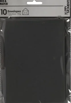 Kuvert - Kuvert Str. 11,5X16 CM - 110 G - Sort - 10 Stk