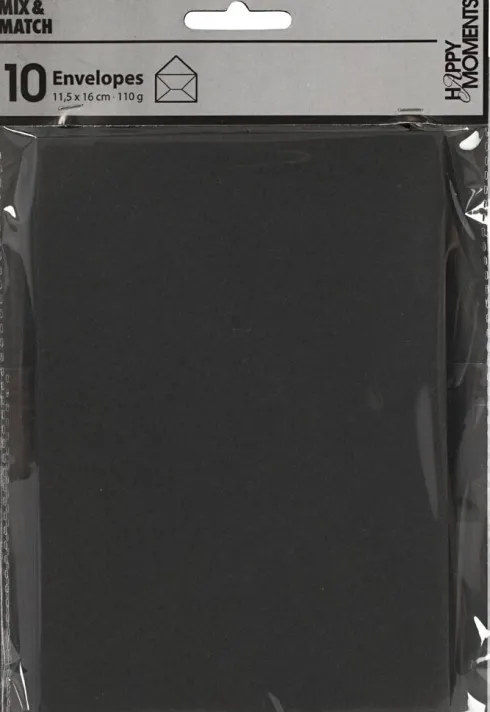 Kuvert - Kuvert Str. 11,5X16 CM - 110 G - Sort - 10 Stk