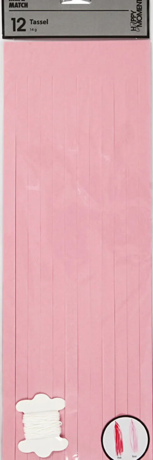 Kvast - Str. 12X35 CM - Pink - Lyserød - 12 Stk