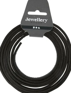Læderbånd - B 10 MM - Tykkelse 3 MM - Sort - 2 M
