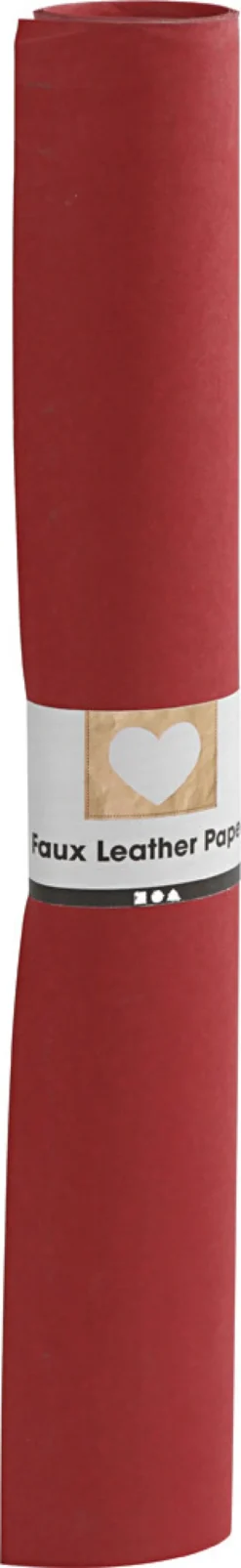 Læderpapir - Ensfarvet - 350 G - Rød - 50X100 CM
