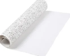 Læderpapir - Terrazzo - Folie Print - 350 G - Hvid - 49,5X100 CM