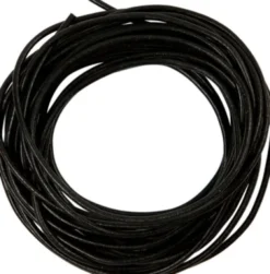 Lædersnor - Tykkelse 2 MM - Rund - Sort - 4 M