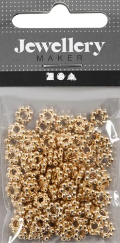 Ledperle - Ø 6 MM - Hulstr. 2 MM - Forgyldt - 100 Stk