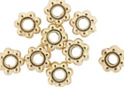 Ledperle - Ø 6 MM - Hulstr. 2 MM - Forgyldt - 100 Stk