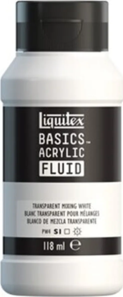 Liquitex - Basics Fluid Akrylmaling - Transparent Mixing White 118 ML