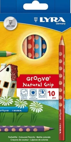 Lyra - Groove Farveblyanter - Natural Grip - 10 Farver