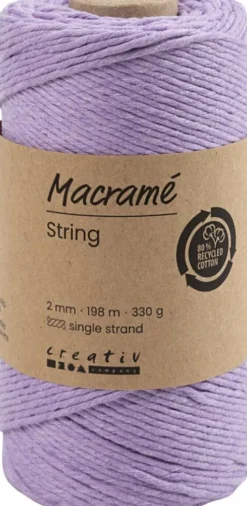 Macramé Snor - L 198 M - Ø 2 MM - Lilla - 330 G