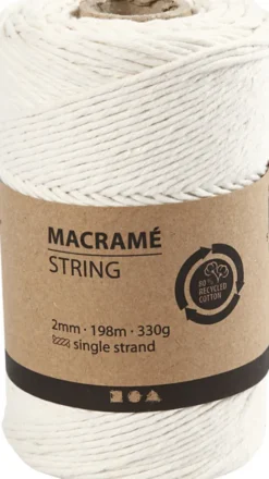 Macramé Snor - L 198 M - Ø 2 MM - Råhvid - 330 G