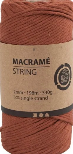 Macramé Snor - 2 MM - Brændt Orange