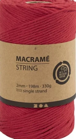 Macramé Snor - 2 MM - Rød