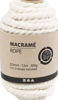 Macramé Snor - 8,5 MM - Råhvid - 12 Meter