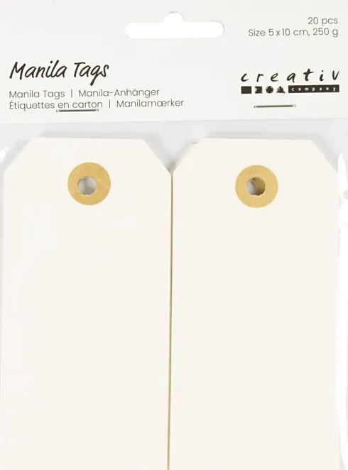 Manilamærker - Str. 5X10 CM - 250 G - Creme - 20 Stk