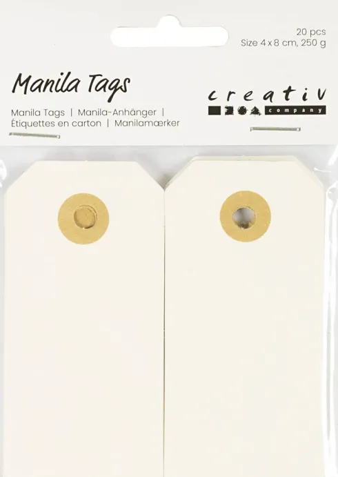 Manilamærker - Str. 4X8 CM - 250 G - Creme - 20 Stk