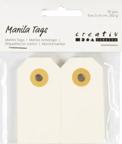 Manilamærker - Str. 3X6 CM - 250 G - Creme - 30 Stk