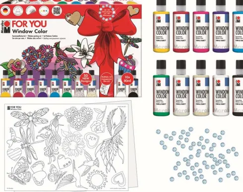Marabu - For You Window Color Fun & Fancy 10X80 ML + Motiver