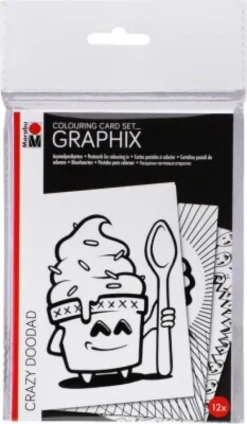 Marabu - Graphix - Mal Selv Postkort - Crazy Doodad - 12 Stk