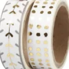 Masking Tape - Hjerter Og Prikker - Folie - B 15 MM - Guld - Hvid - 2X4 M
