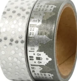 Masking Tape - Huse Og Prikker - Folie - B 15 MM - Sølv - 2X4 M