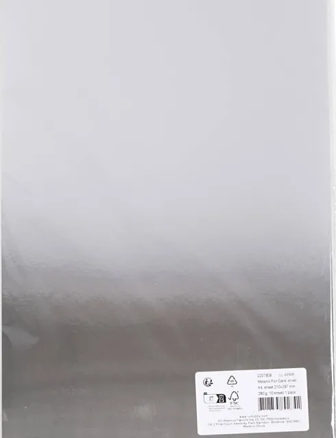 Metalkarton - A4 - Ark 210X297 MM - 280 G - Sølv - 10 Ark