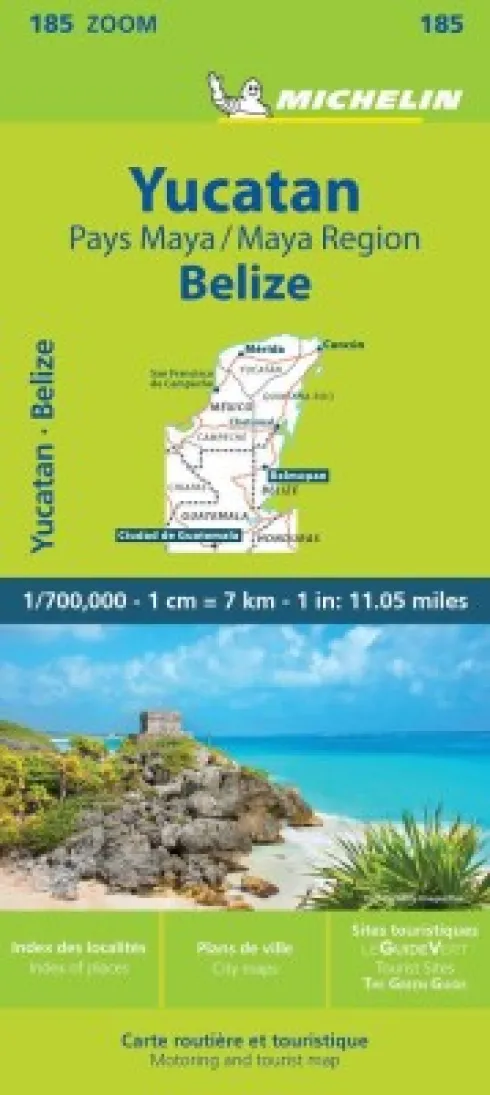 Michelin Kort - Yucatan & The Mayan Region - Belize, Michelin Zoom 185