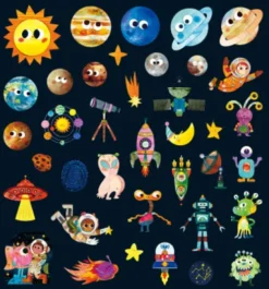Mieredu - Jelly Stickers 38 Stk - Flytbare - Astronaut