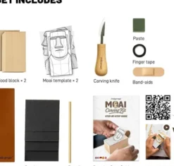 Mikamax - Moai Carving Kit - DIY Moai Figur Træskæresæt