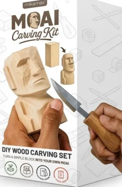 Mikamax - Moai Carving Kit - DIY Moai Figur Træskæresæt
