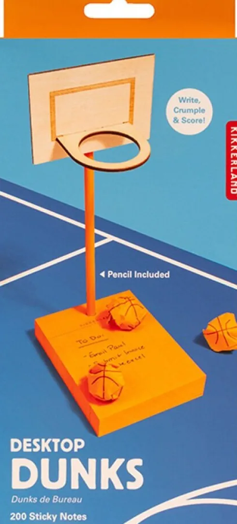 Mini Basketball Kurv Til Skrivebord - 200 Sticky Notes - Kikkerland