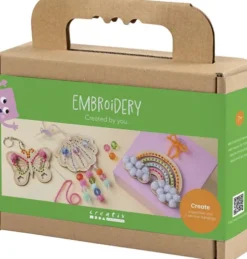 Mini DIY Kit Broderi - Sommerfugl - Musling - Regnbue - Assorterede Farver